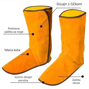 Zavarivački odijelo od kravlje kože s otpornošću na habanje i visoke temperature, s rukavima i zaštitom za noge
