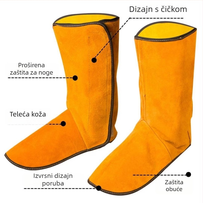 Zavarivački odijelo od kravlje kože s otpornošću na habanje i visoke temperature, s rukavima i zaštitom za noge