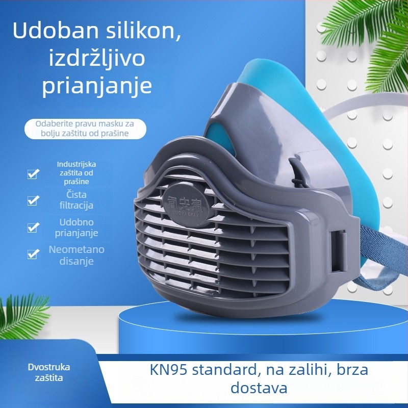 Industrijska silikonska zaštitna maska za prašinu, brušenje i zavarivanje, s antifog funkcijom