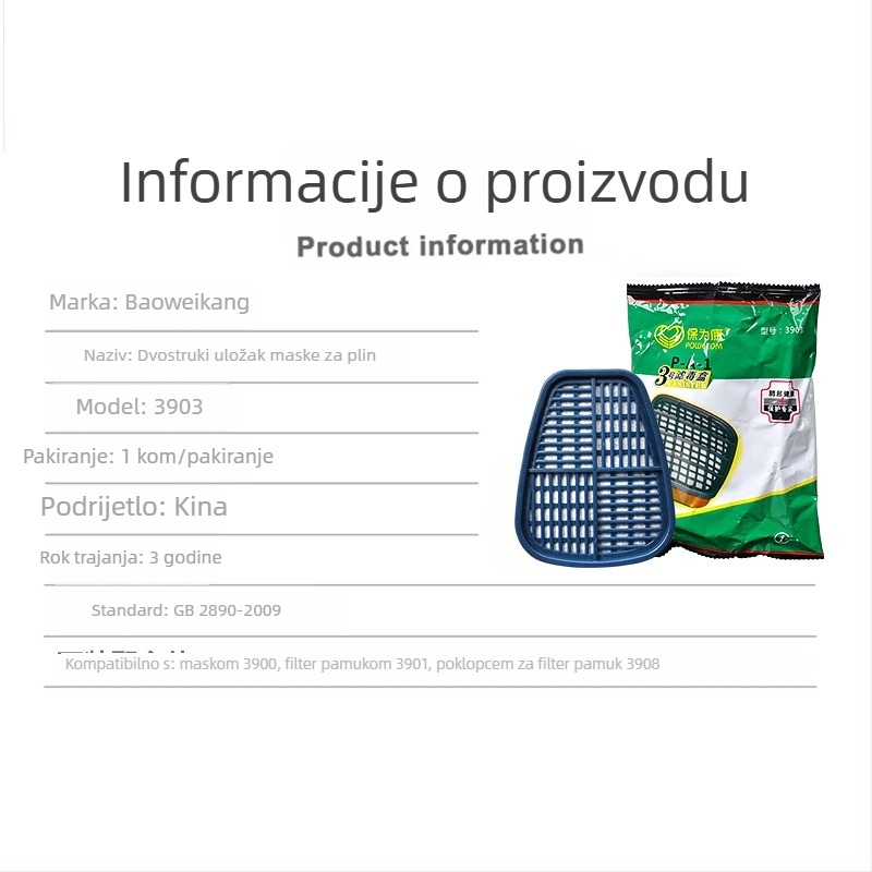 Baoweikang 3903 Kutija Filtra Maske s Aktivnim Ugljenom za Organijske Pare i Mirise