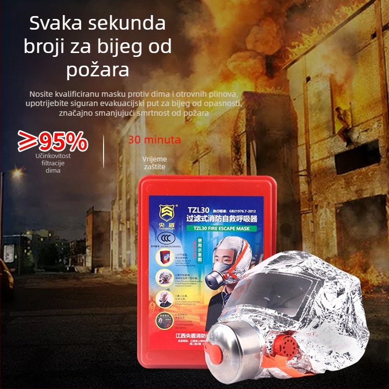 Central Shield Respirator za spašavanje od dima i plinova s filtrima