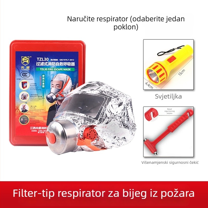 Central Shield Respirator za spašavanje od dima i plinova s filtrima
