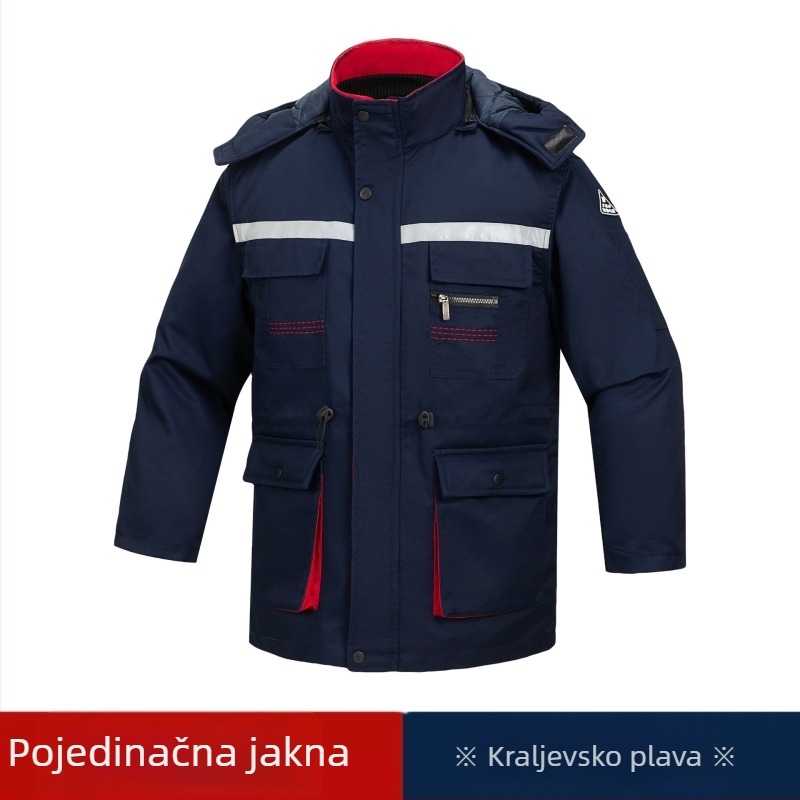 Muška zimska radna jakna od pamuka, debeli sloj za toplinu, antistatična, topla, s reflektirajućim elementima za tvornicu