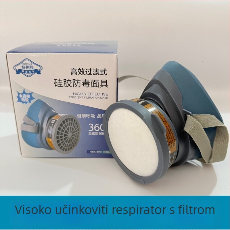Haoyoujia 3600 silikonska maska za zaštitu od plinova s filtrom aktivnog ugljena, za uklanjanje mirisa, uporabu s pesticidima, formaldehidom i prskanjem boje