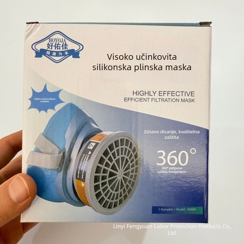 Haoyoujia 3600 silikonska maska za zaštitu od plinova s filtrom aktivnog ugljena, za uklanjanje mirisa, uporabu s pesticidima, formaldehidom i prskanjem boje