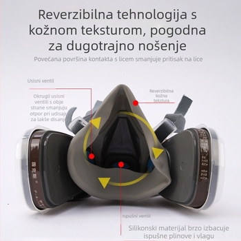 Silikonska maska protiv prašine i virusa, s filtrom za mirise, za poljoprivredu, kemijsku industriju i rudnike
