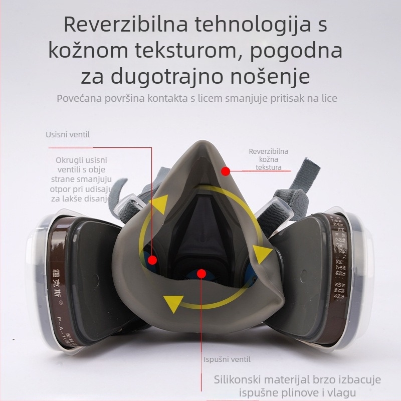 Silikonska maska protiv prašine i virusa, s filtrom za mirise, za poljoprivredu, kemijsku industriju i rudnike