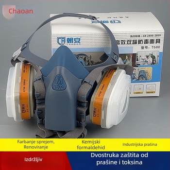 Chaonan 7502 maske za plin sa filtrima, za prskanje boje, zavarivanje, zaštita od kemikalija i pesticida, oksigenska maska