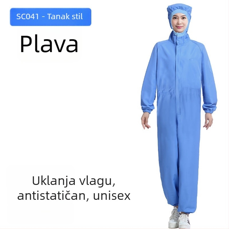 Antistatični jednobojni radni kombinezon s kapuljom, odvodi vlagu, udoban i prozračan za prehrambenu industriju
