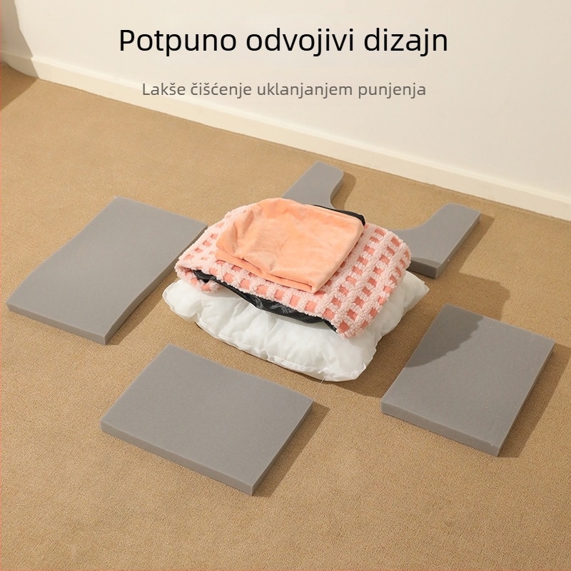 Z Jesensko-zimsko mačje gnijezdo s tkanom mrežicom, kristalno ultra-meko toplo P pamuk, malo kućno ležište