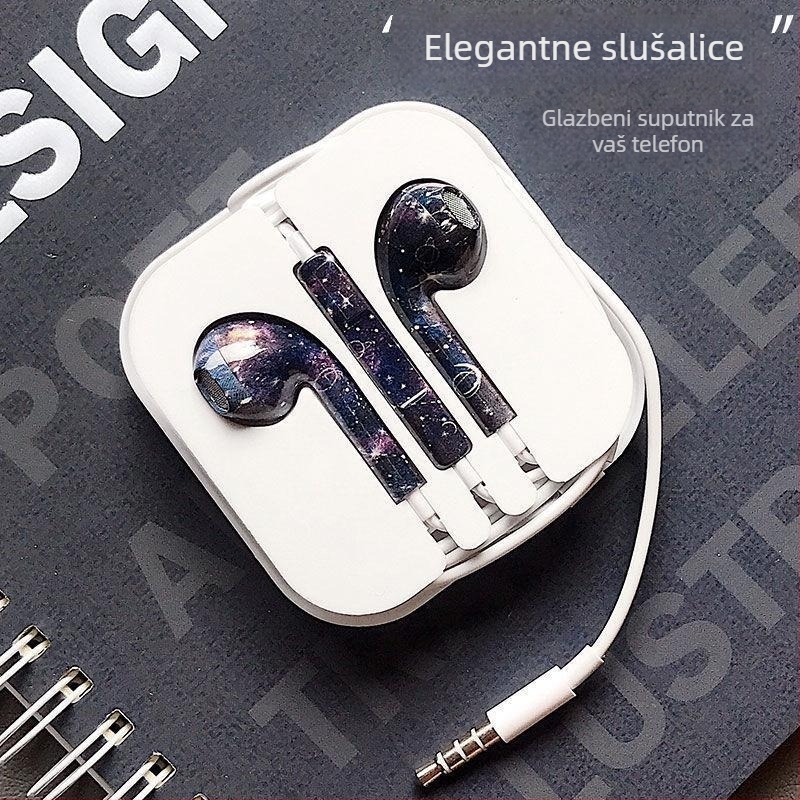 In-ear žične slušalice, 3.5 mm L-oblik utikač, kompatibilne s vivo, iQOO, Huawei, OPPO i Honor 20 — srebrna / crvena