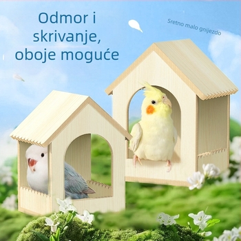 Drveno gnijezdo za ptice za papige i male ptice, uzor tigrova koža-pion, biserno spavaće gnijezdo, dodaci za kavez