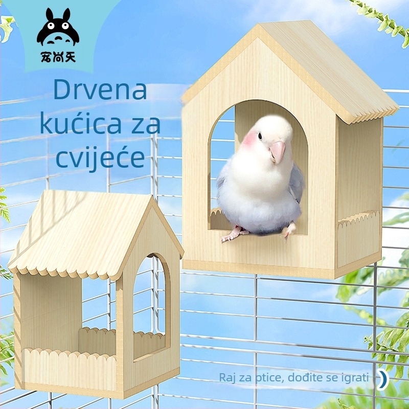 Drveno gnijezdo za ptice za papige i male ptice, uzor tigrova koža-pion, biserno spavaće gnijezdo, dodaci za kavez