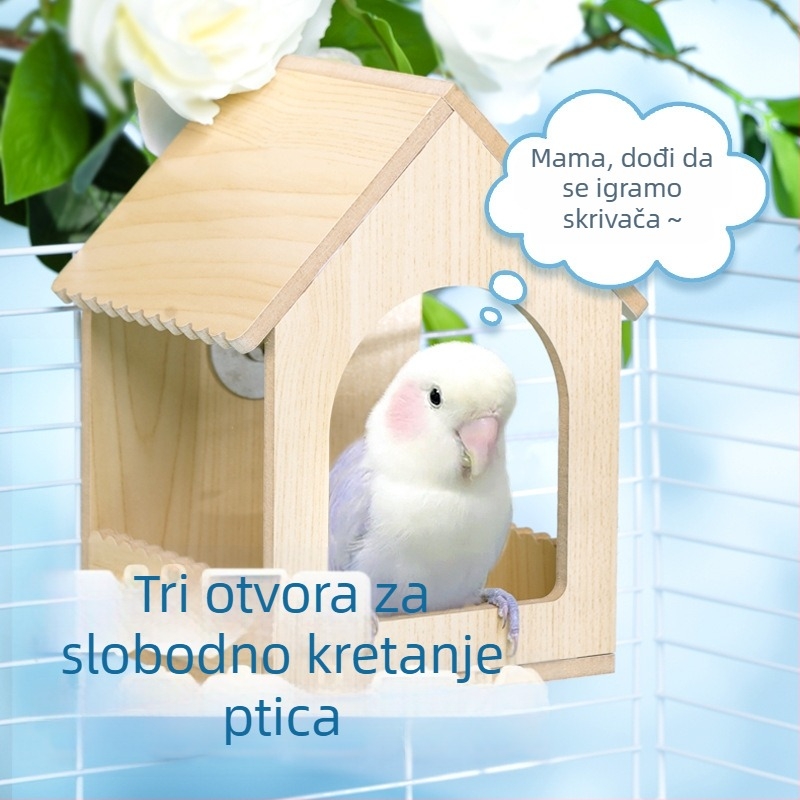 Drveno gnijezdo za ptice za papige i male ptice, uzor tigrova koža-pion, biserno spavaće gnijezdo, dodaci za kavez