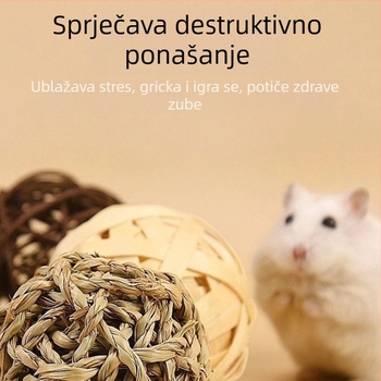 Hamster i činčila – grickalica od trave, ručno pletene gnijezdo od trave, tkana igračka za hranjenje s mrkvom i vodnim biljkama