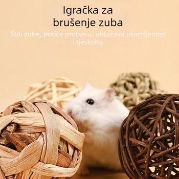 Hamster i činčila – grickalica od trave, ručno pletene gnijezdo od trave, tkana igračka za hranjenje s mrkvom i vodnim biljkama