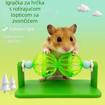 Set igračaka za hamstera: trkaća kugla, penjačka igra, okrećuća zvončna kugla i dekor gnijezda za zlatnog hamstera