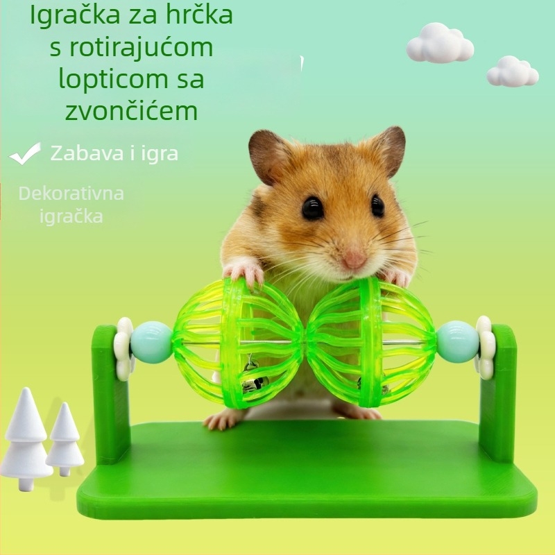 Set igračaka za hamstera: trkaća kugla, penjačka igra, okrećuća zvončna kugla i dekor gnijezda za zlatnog hamstera