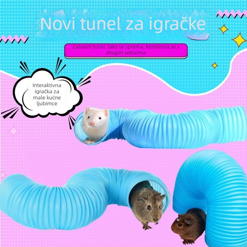Zabavan tunel za kućne ljubimce s teleskopskom cijevi – igračka za fretke, hamster, morsko svinje i syrijske hamster