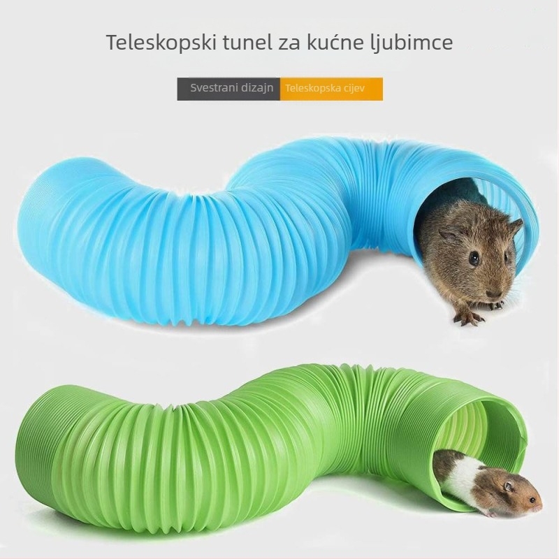 Zabavan tunel za kućne ljubimce s teleskopskom cijevi – igračka za fretke, hamster, morsko svinje i syrijske hamster