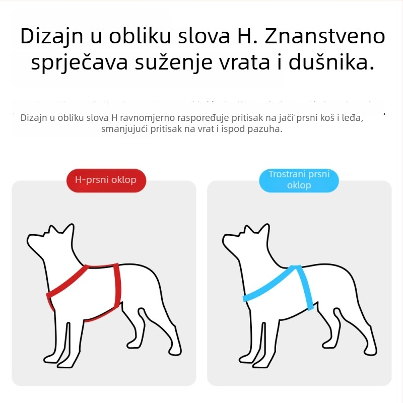 Novo vodstvo za psa s kožnom ručkom i I-oblikovanim pojasom, u stilu prsluka, protiv bijega
