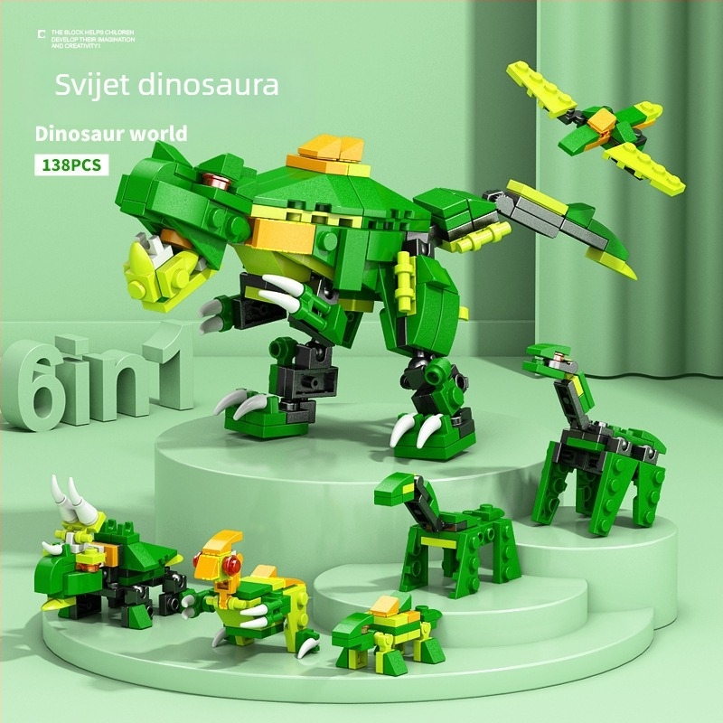 Lele Brothers kompatibilni građevinski blokovi - vojni dinosaurus mecha sklapanje, edukativna igračka, 100–200 komada, ABS plastika, šarena kutija, za djecu 7–14 godina