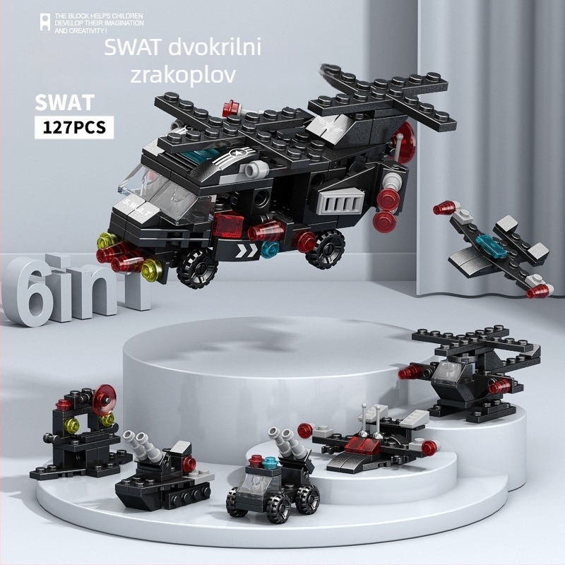 Lele Brothers kompatibilni građevinski blokovi - vojni dinosaurus mecha sklapanje, edukativna igračka, 100–200 komada, ABS plastika, šarena kutija, za djecu 7–14 godina