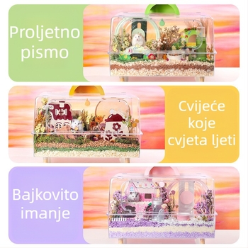 Kano dekoracija kućice za hrčka – divan krajolik s suhim buketom za zlatnog hrčka, poslastice i ljetni deodorirajući dekor