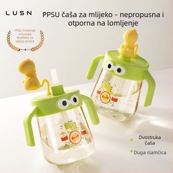 LUSN PPSU Dječja čaša za mlijeko sa slamkom, za djecu od 1 godine i više, izravno pijenje, s graduiranim oznakama