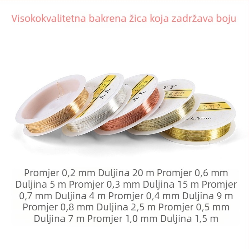 Bakrena žica za oblikovanje nakita u starinskom stilu, 0.2–1 mm, žica s očuvanjem boje za ručne radionice