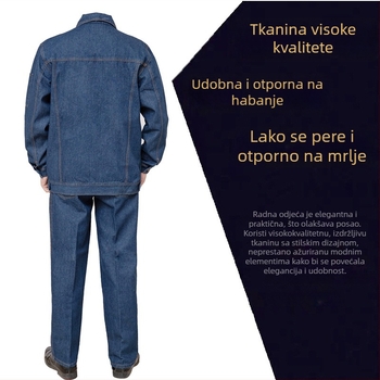 Denim radna odjeća za proljeće-jesen s reflektirajućim trakama, izdržljiva i otporno na mrlje.