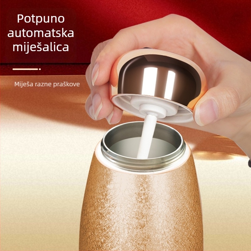 Izolirana šalice za kavu s keramičkim premazom unutarnjeg dijela i prikazom temperature za pripremu praha sojinog mlijeka