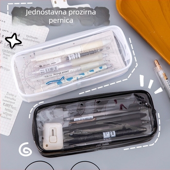 Prozirna PVC pernica u japanskom stilu, velikog kapaciteta za učenike, može se koristiti i kao torbica za šminku