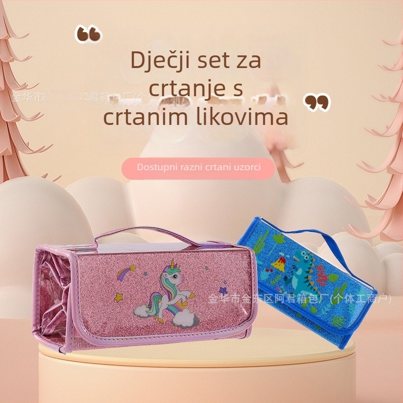 Dječja prijenosna sklopiva torbica za akvarelne markere s jednorogom, vodootporna, velik kapacitet