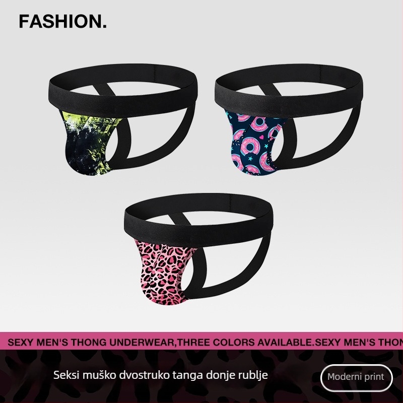 Muške tangice s leopard printom, niskim strukom, prozračne