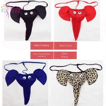 Seksi muški donji veš set – dizajn slonova nosa, T-gaćice i G-string, prozirno