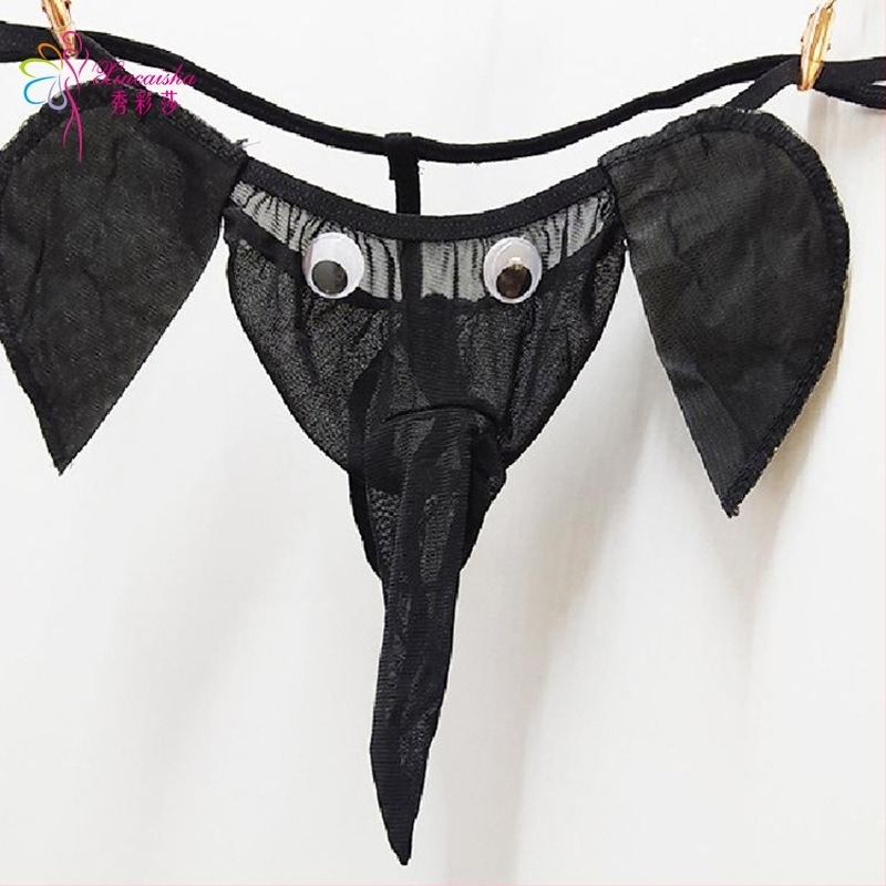 Seksi muški donji veš set – dizajn slonova nosa, T-gaćice i G-string, prozirno