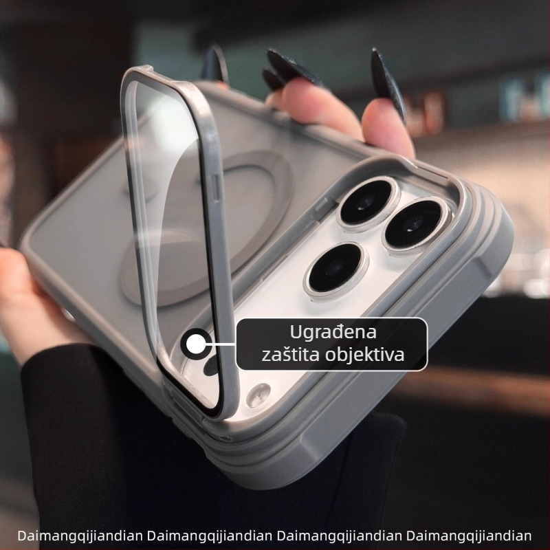 Univerzalna futrola za iPhone s potpunom zaštitom objektiva, skrivenom podrškom i magnetskim punjenjem (TPU+PC)