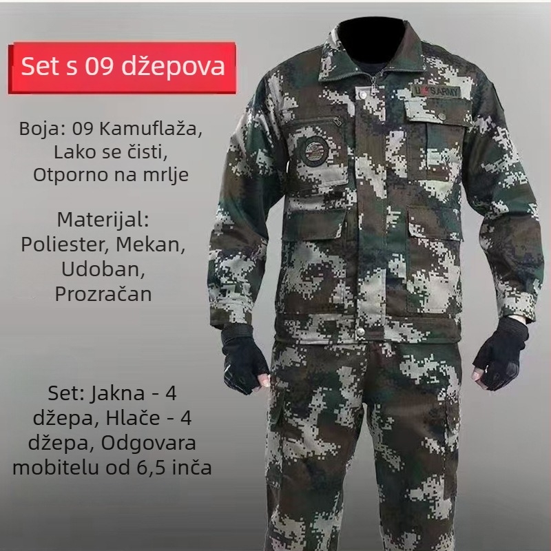 Muški kamuflažni radni komplet, uniforma za obuku, gornji dio jakna za proljeće i jesen, izdržljivo zaštitno odijelo za popravak automobila