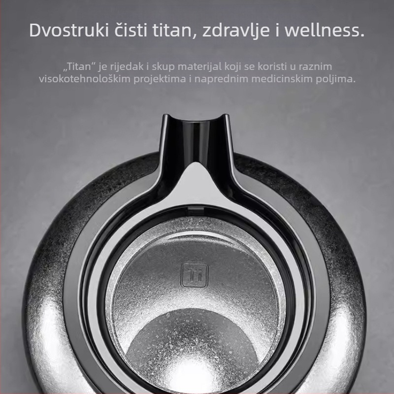 Čajnik od čistog titana velike kapacitete s debelim izolacijskim slojem i odjeljivanjem čaja i vode, poklon-set s jednim čajnikom i tri šalice