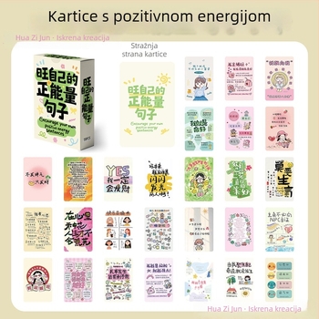 55 kartica s pozitivnim porukama — Insta-stil, ručno crtane ilustracije, samoprintani set kartica