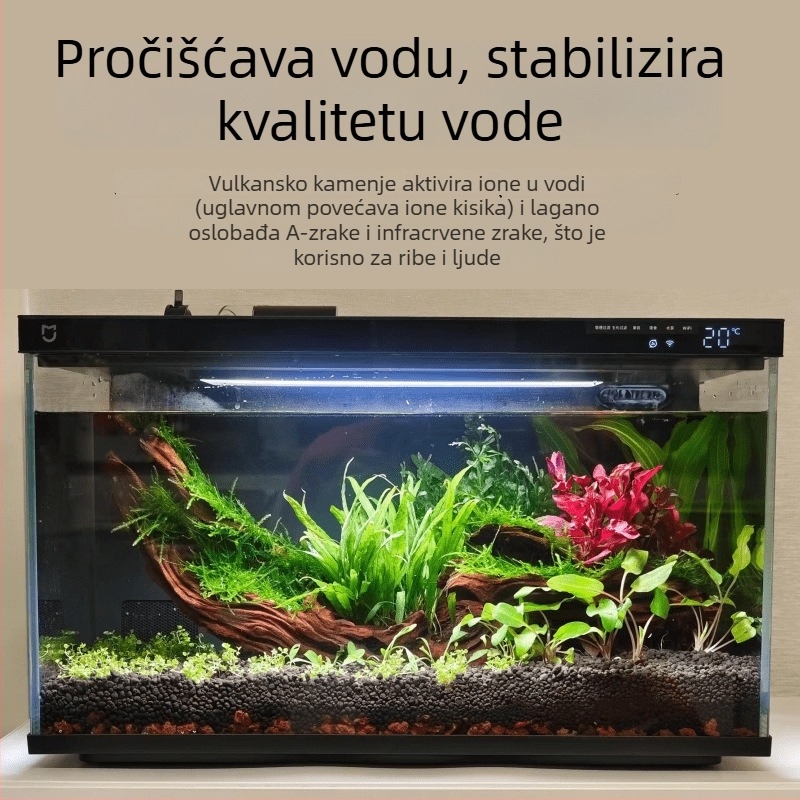 Podloga za akvarij: lava kamen, dno pijeska, gnojivo za biljke i filtracijski materijal za aquascaping