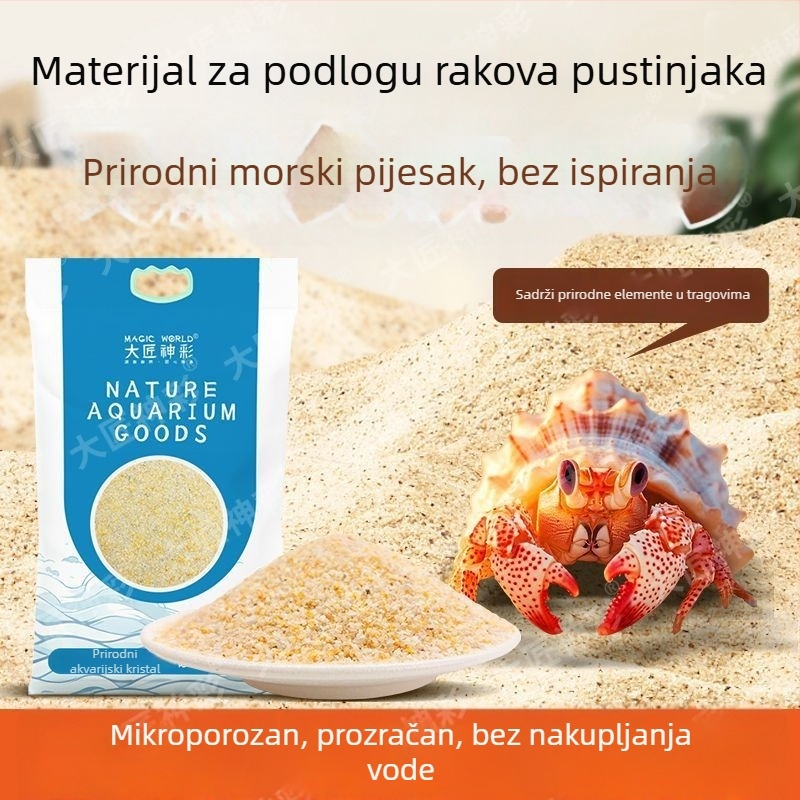 Podložni pijesak za hermit rake s biljkama u akvariju – Prirodni školjka pijesak za uređenje akvarija