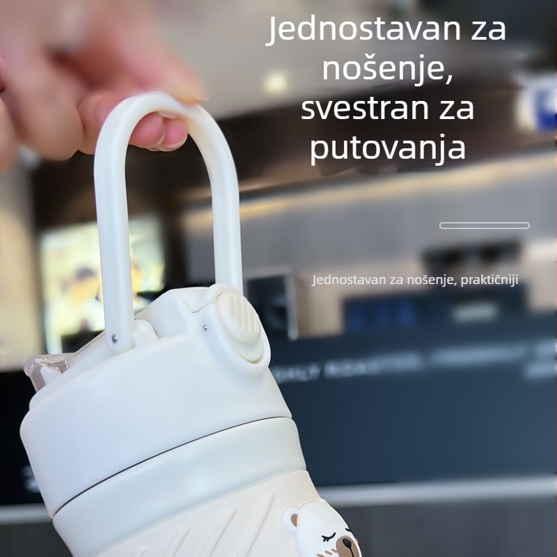 Novi luksuzni putni termos za studente, elegantna čaša od nehrđajućeg čelika sa slamkom, prijenosni termos, velik kapacitet