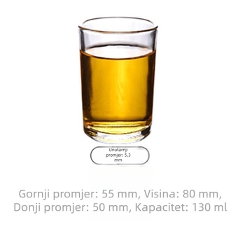 Set od šest prozirnih staklenih čaša s unutarnjim promjerom 5,5 cm, pravolinijski cilindrični oblik, okrugle čaše za vodu