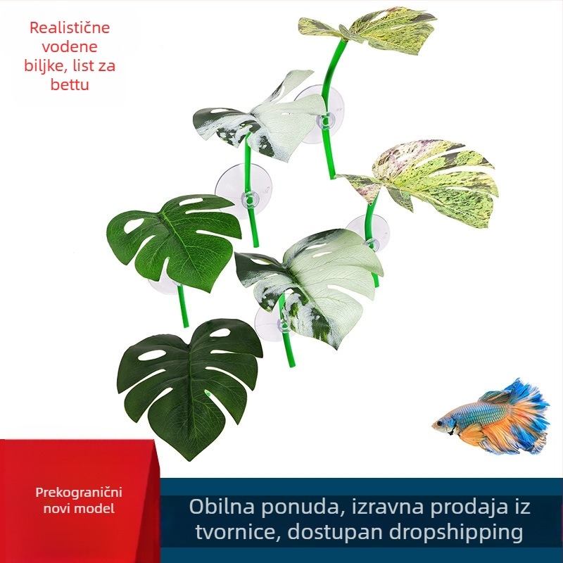 Akvarijsko krajobrazno uređenje s umjetnim vodnim biljkama, Betta opuštajuće lišće, mjesta za razmnožavanje, realistične zelene biljke, dekor za akvarij