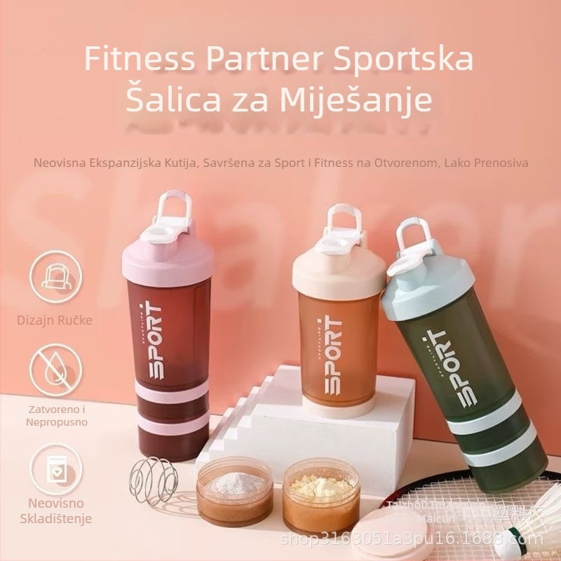 Fitness šejker s velikim kapacitetom, za milkshake i proteinski prah, kružni dizajn za izravno ispijanje