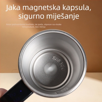 Crna pametna šalica za kavu s magnetskim automatskim miješanjem, prenosna električna šalica za milkshake i shaker za proteine, punjiva verzija