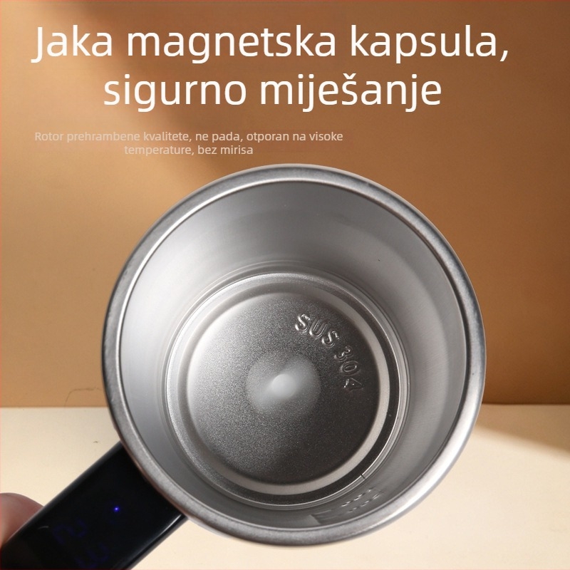 Crna pametna šalica za kavu s magnetskim automatskim miješanjem, prenosna električna šalica za milkshake i shaker za proteine, punjiva verzija