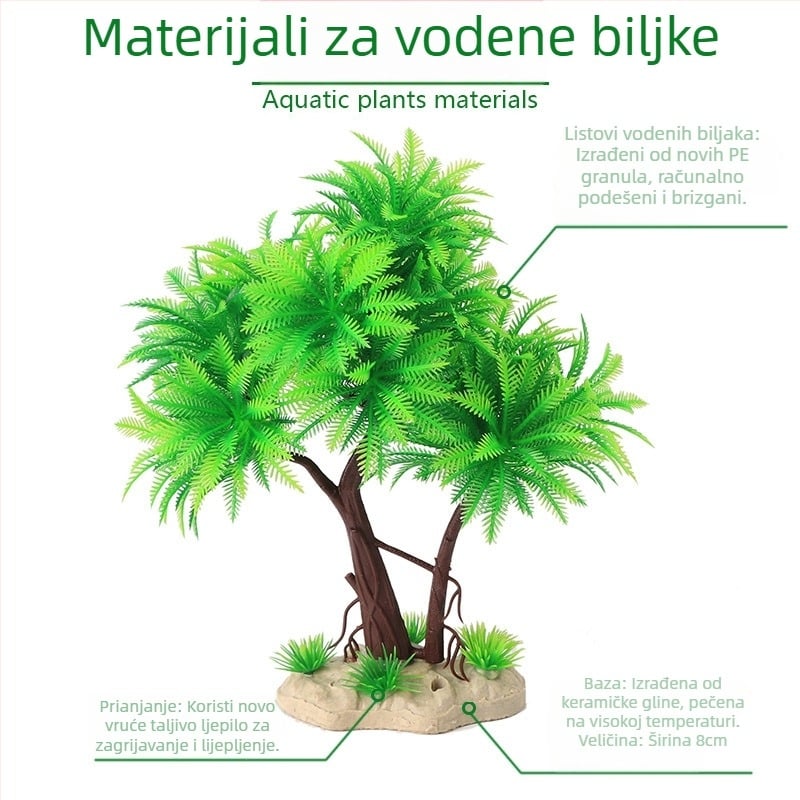 Umjetna vodna trava za akvarij CB-E80, plastična bonsai dekoracija